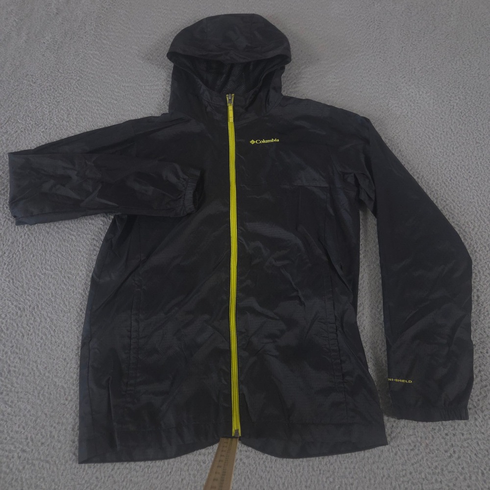 Columbia Jacket Kids XL Black Windy Explorer Ripstop Omni-Shield Hooded Full Zip
